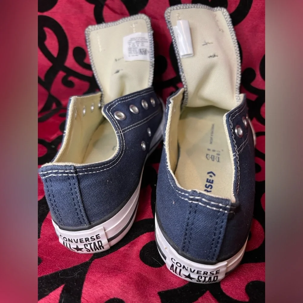 - Boys Low Top Navy Blue Converse Allstar Laces Added